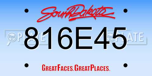 816E45 South Dakota License Plate