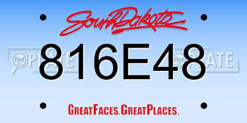 816E48 South Dakota License Plate