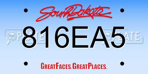 816EA5 South Dakota License Plate
