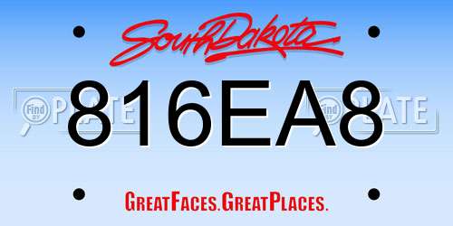 816EA8 South Dakota License Plate