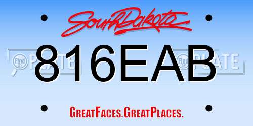 816EAB South Dakota License Plate