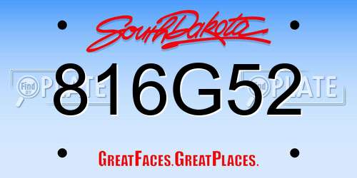 816G52 South Dakota License Plate