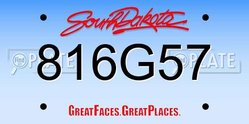 816G57 South Dakota License Plate