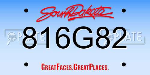 816G82 South Dakota License Plate