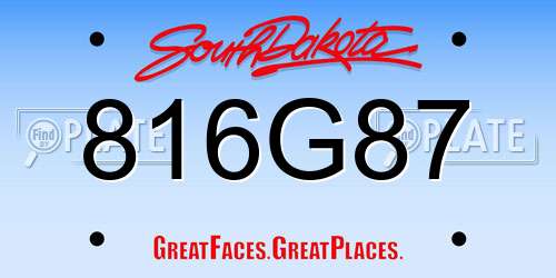 816G87 South Dakota License Plate