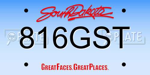 816GST South Dakota License Plate
