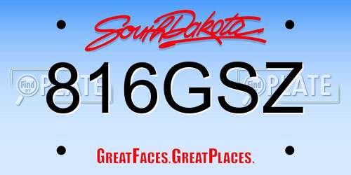 816GSZ South Dakota License Plate