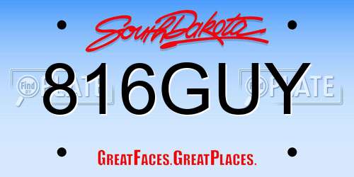 816GUY South Dakota License Plate