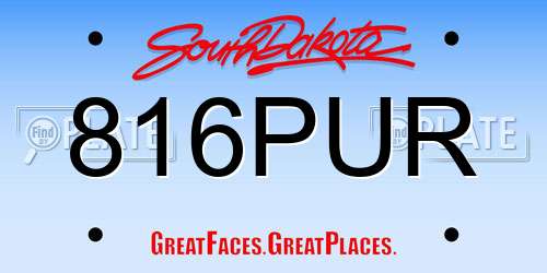 816PUR South Dakota License Plate