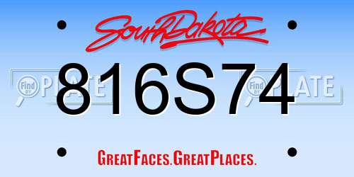 816S74 South Dakota License Plate