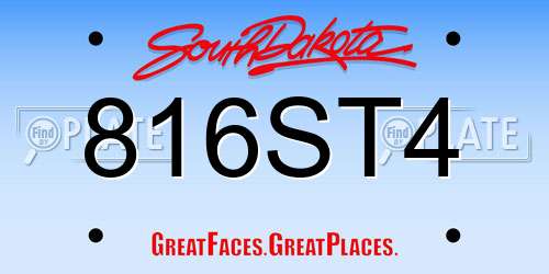 816ST4 South Dakota License Plate