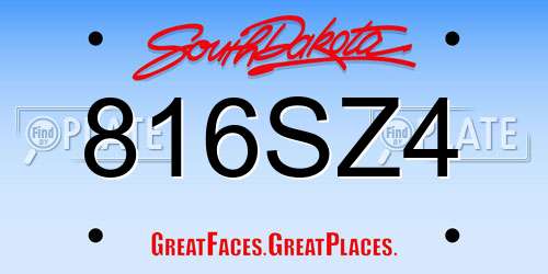 816SZ4 South Dakota License Plate