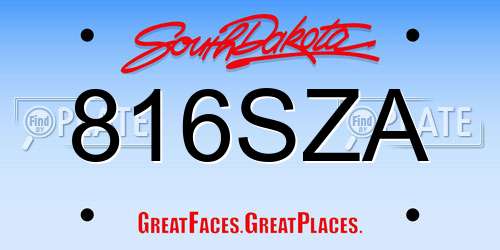 816SZA South Dakota License Plate