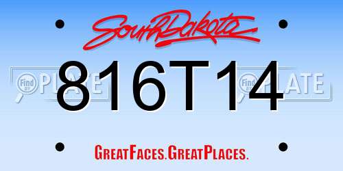 816T14 South Dakota License Plate