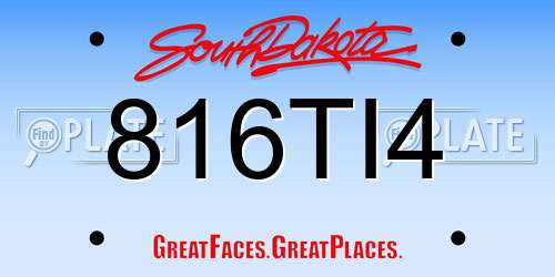 816TI4 South Dakota License Plate