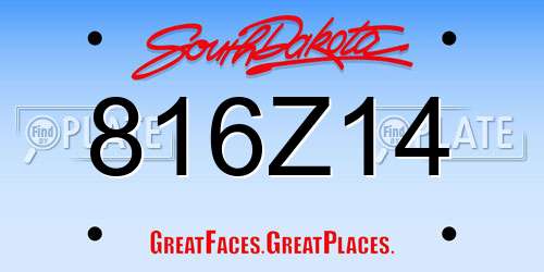 816Z14 South Dakota License Plate
