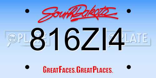 816ZI4 South Dakota License Plate