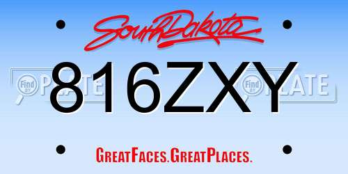 816ZXY South Dakota License Plate