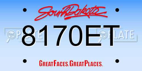 8170ET South Dakota License Plate