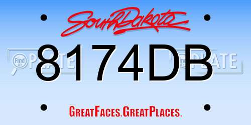 8174DB South Dakota License Plate