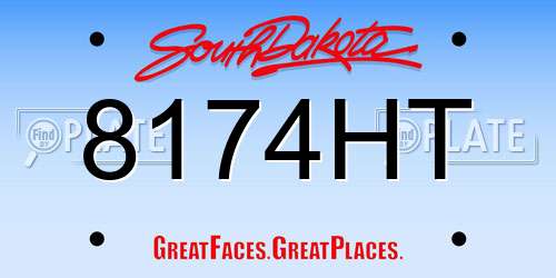 8174HT South Dakota License Plate