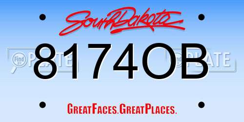 8174OB South Dakota License Plate