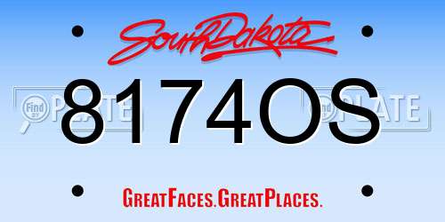 8174OS South Dakota License Plate