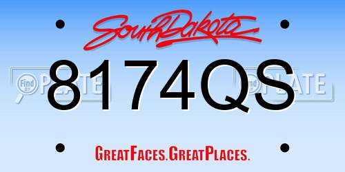 8174QS South Dakota License Plate