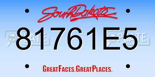 81761E5 South Dakota License Plate