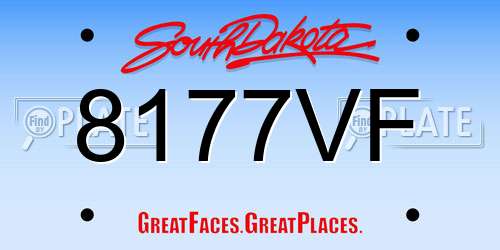 8177VF South Dakota License Plate