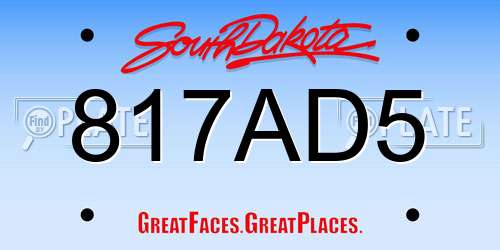 817AD5 South Dakota License Plate
