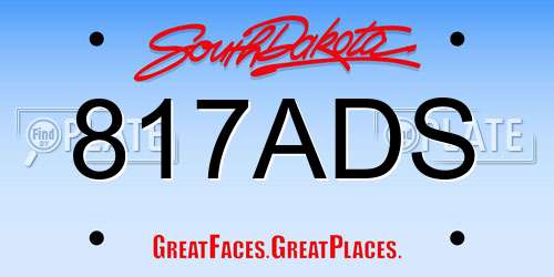 817ADS South Dakota License Plate