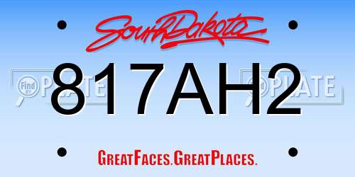 817AH2 South Dakota License Plate