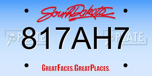 817AH7 South Dakota License Plate