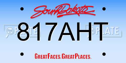 817AHT South Dakota License Plate