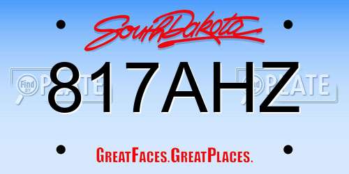 817AHZ South Dakota License Plate