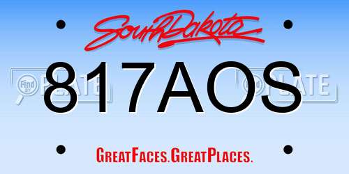 817AOS South Dakota License Plate
