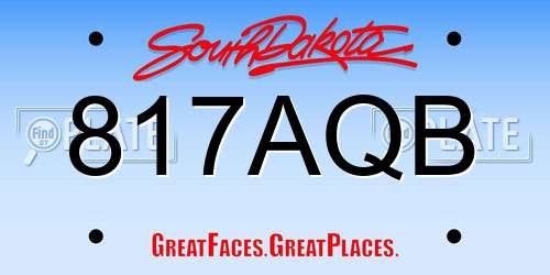 817AQB South Dakota License Plate