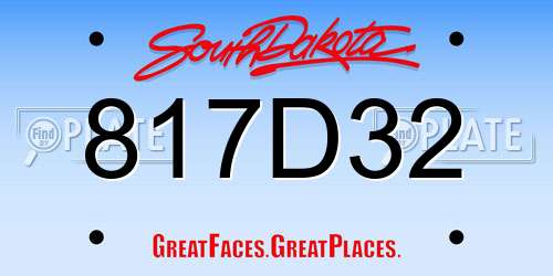 817D32 South Dakota License Plate