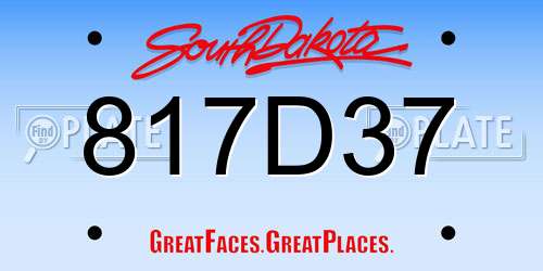 817D37 South Dakota License Plate