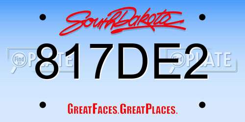 817DE2 South Dakota License Plate
