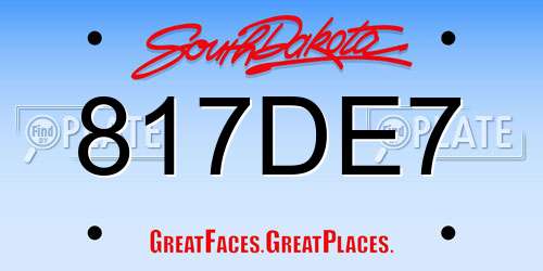 817DE7 South Dakota License Plate