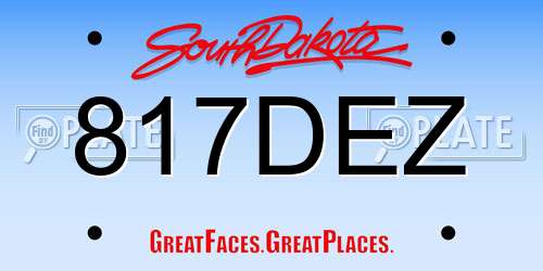 817DEZ South Dakota License Plate