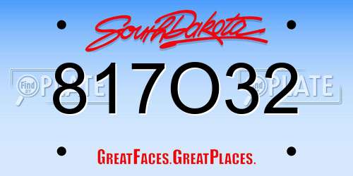 817O32 South Dakota License Plate