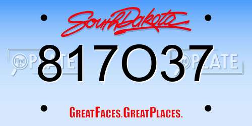 817O37 South Dakota License Plate