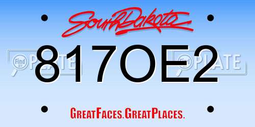 817OE2 South Dakota License Plate