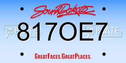 817OE7 South Dakota License Plate