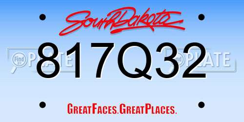 817Q32 South Dakota License Plate