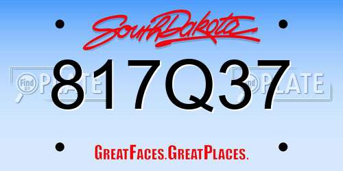 817Q37 South Dakota License Plate