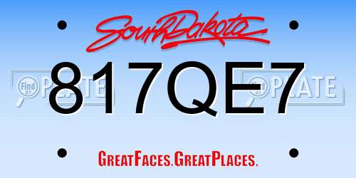 817QE7 South Dakota License Plate